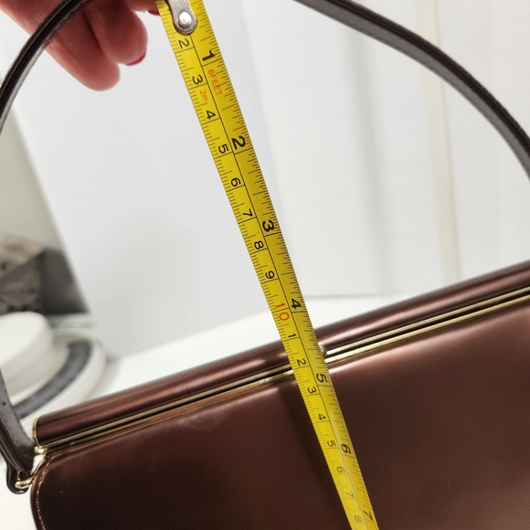 Town and country shoes pantent bronze brown vintage 50s 60s handbag evc - Picture 8 of 16